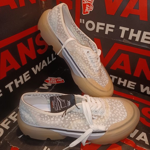 Vans Mens 3.5/Womens 5 Authentic Mesh Dots DX Modular White Synthetic Mesh Wraps - Picture 1 of 12